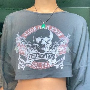 Black “Rock and Roll” crop top